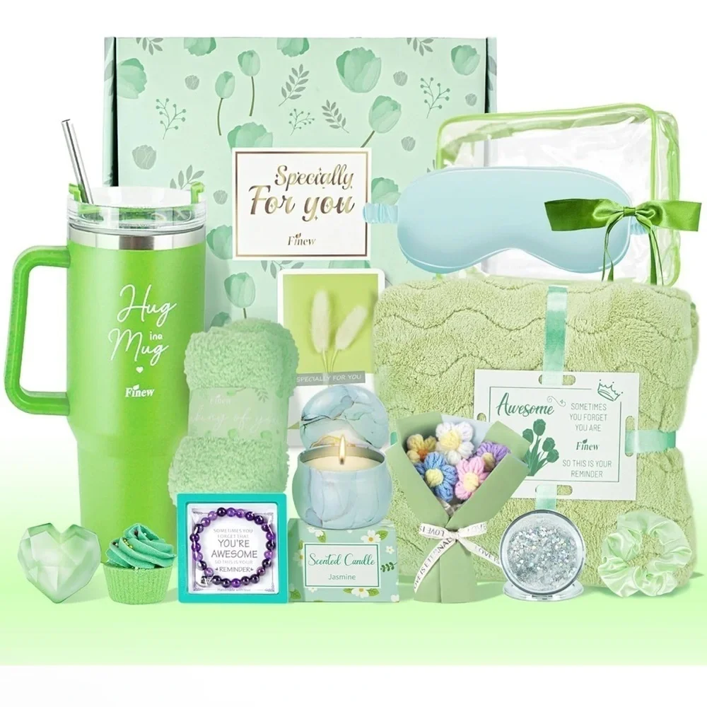 Any Occasion Gift Basket, Relaxing Spa Care Package Luxury Blanket Tumbler Socks